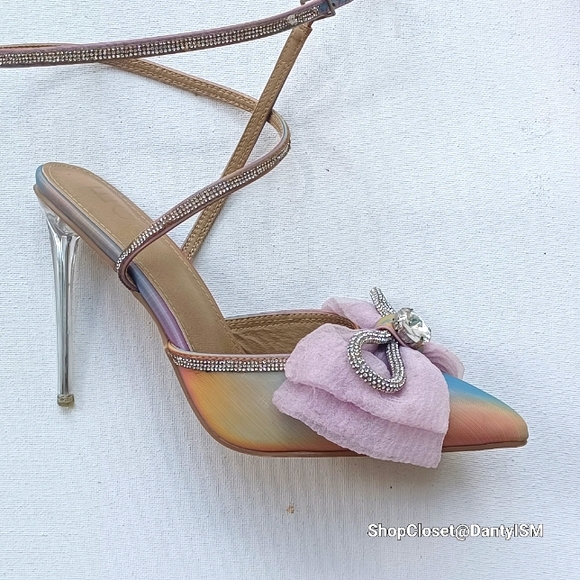 EGO Pastel Purple and Silver Heels With Decorative Bow - Picture 12 of 12